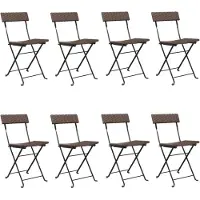 vidaXL Bistrostoelen 8 st inklapbaar poly rattan en staal bruin