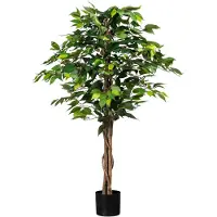 Kopu kunstplant ficus 120 cm in pot 630 bladeren met natuurstam