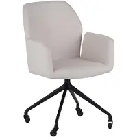 Bronx Scandinavische eetkamerstoel op wieltjes Runa gerecyclede stof off white