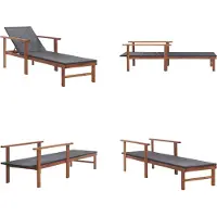 vidaXL Ligbed poly rattan en massief acaciahout zwart - Zonnebed - Zonnebedden - Ligstoel - Ligstoelen