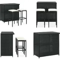 vidaXL 3-delige Barset poly rattan zwart - Barset - Barsets - Bar Set - Bar Sets