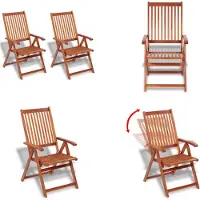 vidaXL Tuinstoelen inklapbaar 2 st massief acaciahout bruin - Eetkamerstoel - Eetkamerstoelen - Houten Eetstoel - Houten Eetstoelen