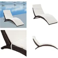 vidaXL Ligbed inklapbaar met kussen poly rattan bruin - Ligstoel - Ligstoelen - Lig Stoel - Lig Stoelen