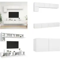 vidaXL 5-delige Tv-meubelset bewerkt hout wit - Tv-kastenset - Tv-kastensets - Tv-kasten - Tv-meubelset