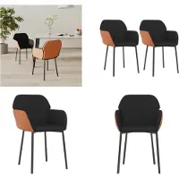 vidaXL Eetkamerstoelen 2 st stof en kunstleer zwart