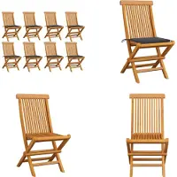 vidaXL Tuinstoelen 8 st met antracietkleurige kussens massief teakhout - Tuinstoel - Tuinstoelen - Tuin Stoel - Tuin Stoelen