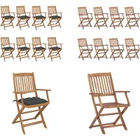 vidaXL Tuinstoelen 8 st inklapbaar met kussens massief acaciahout - Tuinstoel - Tuinstoelen - Tuin Stoel - Tuin Stoelen