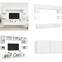 vidaXL 8-delige Tv-meubelset bewerkt hout wit