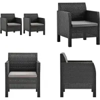 vidaXL Tuinstoelen 2 st met kussens PP rattan antracietkleurig - Tuinstoel - Tuinstoelen - Stoel - Stoelen
