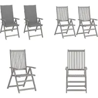 vidaXL Verstelbare tuinstoelen, 2 stuks, met kussens, massief acaciahout - Tuinstoel - Tuinstoelen - Stoel - Stoelen