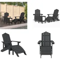 vidaXL Tuinstoelen Adirondack met voetenbank tafel HDPE antracietkleur - Tuinstoel - Tuinstoelen - Adirondack Stoel - Tuinstoel Met Voetenbank