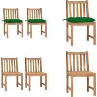 vidaXL Tuinstoelen 2 st met kussens massief teakhout - Tuinstoel - Tuinstoelen - Buitenstoel - Buitenstoelen