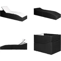 vidaXL Ligbed met kussen poly rattan zwart - Ligbed - Ligbedden - Ligstoel - Ligstoelen