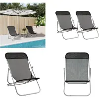 vidaXL Strandstoelen, 2 stuks. Textilene en gepoedercoat staal - Strandstoel - Strandstoelen - Ligstoel - Tuinligstoel