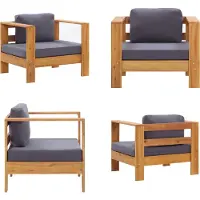 vidaXL Tuinstoel met kussen massief acaciahout donkergrijs - Tuinstoel - Tuinstoelen - Stoel - Stoelen