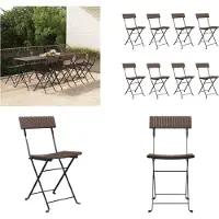 vidaXL Bistrostoelen 8 st inklapbaar poly rattan en staal bruin - Inklapbare Bistrostoel - Inklapbare Bistrostoelen - Bistrostoel - Tuinmeubel