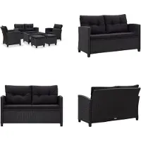 vidaXL 6-delige Loungeset met kussens poly rattan zwart - Tuinbank - Tuinbanken - Buitenbank - Buitenbanken