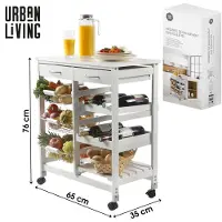 Urban Living "PRATIK" Witte opbergkar met 2 lades en 3 manden 65x35xH76 cm