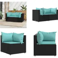 vidaXL Tuinhoekbanken met kussens 2 st poly rattan zwart - Hoekbank - Hoekbanken - Sectionele Hoekbank - Tuinbank