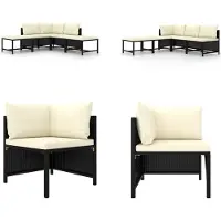 vidaXL 5-delige Loungeset met kussens poly rattan zwart - Tuinstoel - Tuinstoelen - Loungestoel - Loungestoelen