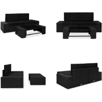 vidaXL 3-delige Loungeset poly rattan zwart - Loungeset - Loungesets - Tuinset - Tuinsets