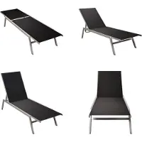 vidaXL Ligbed staal en textileen zwart - Ligstoelen - Ligstoelen - Buitenbank - Buitenbanken