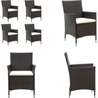 vidaXL Tuinstoelen 4 st met kussens poly rattan bruin - Buitenstoel - Buitenstoelen - Tuinstoel - Tuinstoelen
