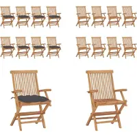 vidaXL Tuinstoelen met antraciet kussens, 8 stuks. Massief teakhout - Tuinstoel - Tuinstoelen - Houten tuinstoel - Massieve houten tuinstoel