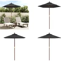 vidaXL Parasol met houten paal 196x231 cm zwart