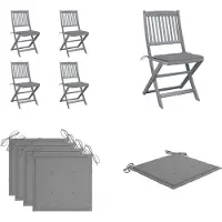 vidaXL Tuinstoelen 4 st inklapbaar met kussens massief acaciahout - Tuinstoel - Tuinstoelen - Tuin Stoel - Tuin Stoelen