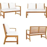 vidaXL Tuinbank met crèmekleurig kussen 114,5 cm massief acaciahout - Tuinbank - Tuinbanken - Bankje - Bankjes