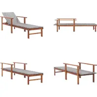vidaXL Ligbed poly rattan en massief acaciahout grijs - Zonnebed - Zonnebedden - Ligstoel - Ligstoelen