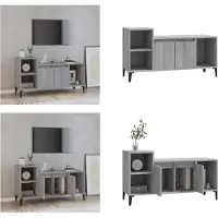 vidaXL Tv-meubel 100x35x55 cm bewerkt hout grijs sonoma eikenkleurig - Tv-kast - Tv-kasten - Tv-meubel - Tv-meubel Met LED-verlichting