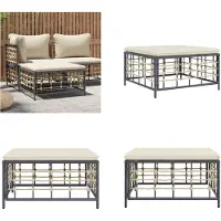 vidaXL Tuinvoetenbank met beige kussen poly rattan - Tuinvoetenbank - Tuinvoetenbanken - Voetenbank - Poef