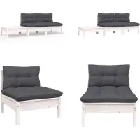 vidaXL 3-delige Loungeset met kussens massief grenenhout wit - Loungeset - Loungesets - Lounge Set - Lounge Sets