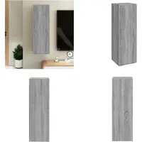 vidaXL Tv-meubel 30,5x30x90 cm bewerkt hout grijs sonoma eikenkleur - Tv-kast - Tv-kasten - Tv-meubel - Tv-meubel Met LED-verlichting