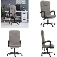 vidaXL Kantoorkruk met ligfunctie, taupe kleur, stof - Kantoorkruk met ligfunctie - Kantoorkrukken met ligfunctie - Kantoorkruk met relaxfunctie - Bureaukruk
