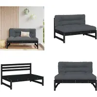 vidaXL Middenbank 120x80 cm massief grenenhout zwart - Middenbank - Middenbanken - Tuinbank - Buitenbank