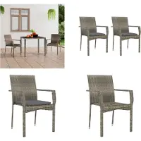 vidaXL Tuinstoelen 2 st met kussens poly rattan grijs - Tuinstoel - Tuinstoelen - Buitenstoel - Patiostoel