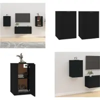 vidaXL Tv-wandmeubels 2 st 40x34,5x60 cm zwart - Tv-kast - Tv-kasten - Televisiekast - Bijzetkast