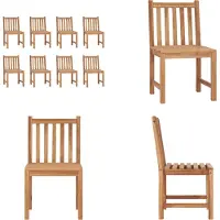 vidaXL Tuinstoelen 8 st massief teakhout - Tuinstoel - Tuinstoelen - Buitenstoel - Buitenstoelen
