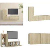 vidaXL 3-delige Tv-meubelset bewerkt hout sonoma eikenkleurig - Tv-kastenset - Tv-kastensets - Tv-kasten - Tv-meubelset