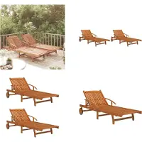 vidaXL Ligbedden 2 st massief acaciahout - Ligstoel - Ligstoelen - Zonnestoel - Massief Houten Ligstoel