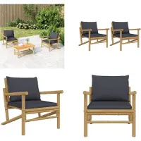 vidaXL Tuinstoelen 2 st met donkergrijze kussens bamboe