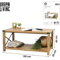 Urban Living "JANE" SALONTAFEL MET HOEKEN EN KRUISVERSTEVIGING IN METAAL 100X55XH46CM