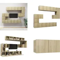 vidaXL 10-delige Tv-meubelset bewerkt hout sonoma eikenkleurig - Tv-kastenset - Tv-kastensets - Tv-kasten - Tv-meubelset