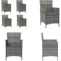 vidaXL Tuinstoelen 4 st met kussens poly rattan grijs - Tuinstoel - Tuinstoelen - Gazonstoel - Terrasstoel