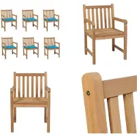 vidaXL Tuinstoelen 6 st met blauwe kussens massief teakhout - Tuinstoel - Tuinstoelen - Buitenstoel - Buitenstoelen
