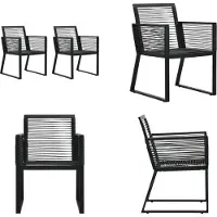 vidaXL Tuinstoelen 2 st PVC-rattan zwart - Buitenstoel - Buitenstoelen - Tuinstoel - Tuinstoelen
