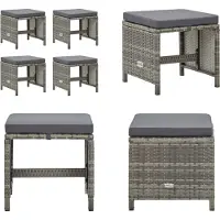 vidaXL - Tuinkrukken - 4 - st - met - kussens - poly - rattan - grijs